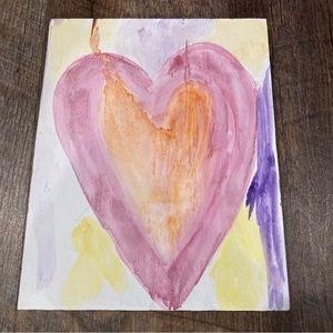 Heart Love Multicolor Wooden Plaque Sign Decor Handmade 8”x10”